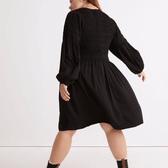 Madewell Button-Front Mini Dress - 1X - Black - Picture 3 of 7